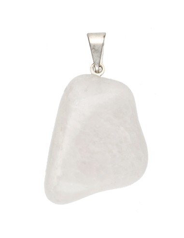Pendentif quartz laiteux plaqué rhodium