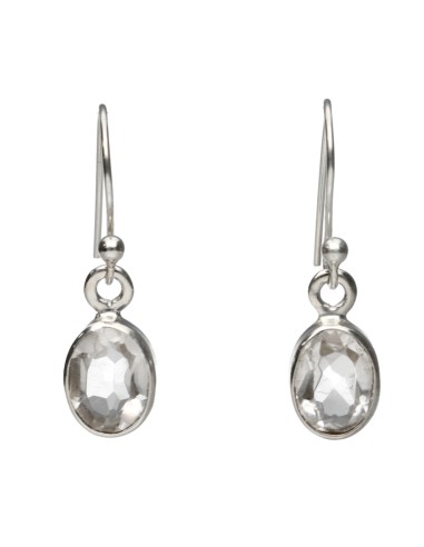 Small Faceted Oval Quartz Earrings -...
