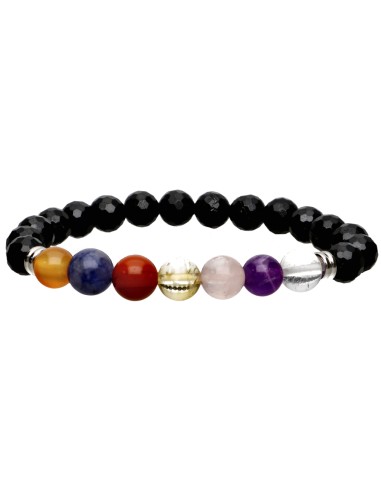 Pulsera de Ónix con Chakras Facetada 8mm