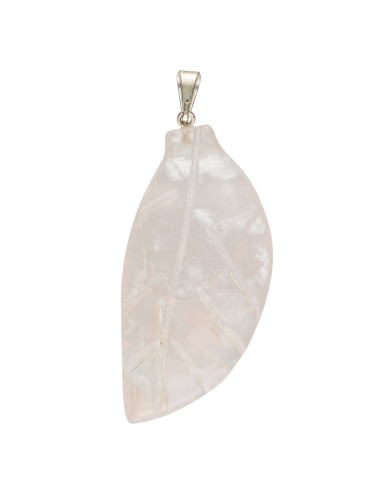 Pendentif feuille de quartz rose