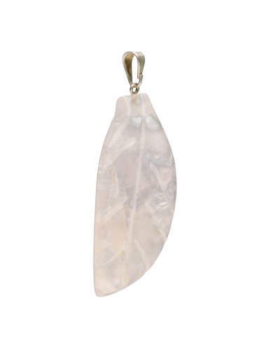Pendentif feuille de quartz rose