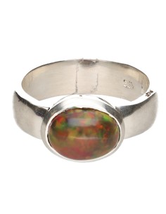 Bague opale noire en argent...