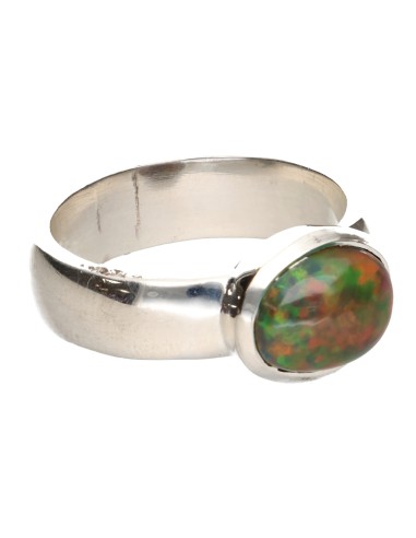 Bague opale noire en argent 925 (53T)