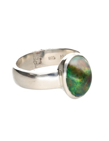 Bague opale noire en argent 925 (54T)