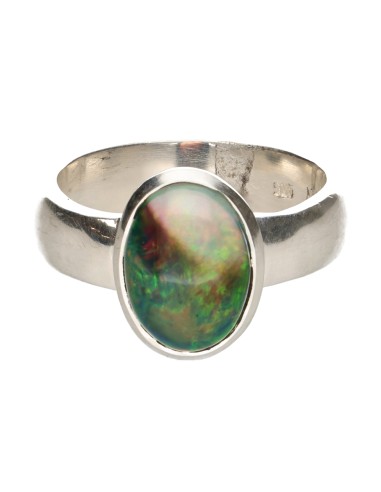 Bague opale noire en argent 925 (54T)