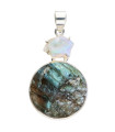 Labradorite em bruto com pingente de opala em prata de lei 925 (91T)