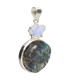 Rough Labradorite with Opal Pendant in 925 Sterling Silver (91T)