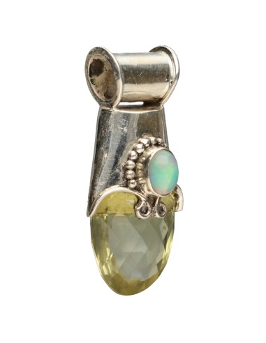 Lemon Quartz with Opal Pendant in 925...