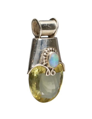 Lemon Quartz with Opal Pendant in 925...