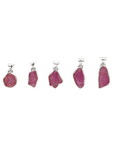 Raw Ruby Pendant in 925 Sterling Silver