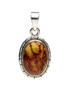 Pendentif ovale en ambre et...