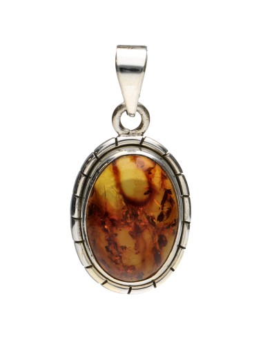 Amber Oval Pendant in 925 Sterling...