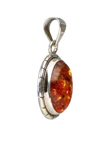Amber Oval Pendant in 925 Sterling...