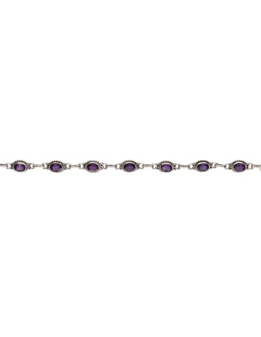 Bracelet bohème ovale en améthyste et...