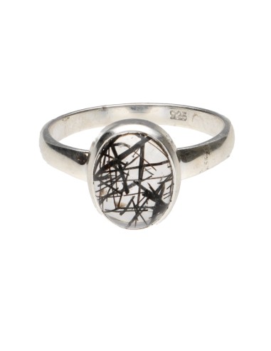 Anillo Óval de Cuarzo Turmalinado en...