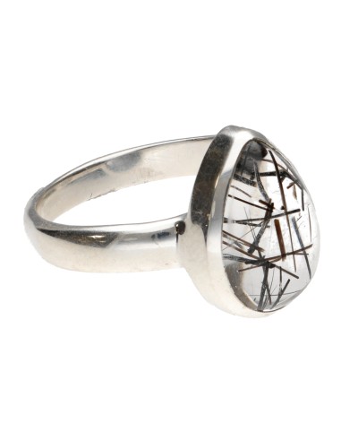 Anillo Gota de Cuarzo Turmalinado en...
