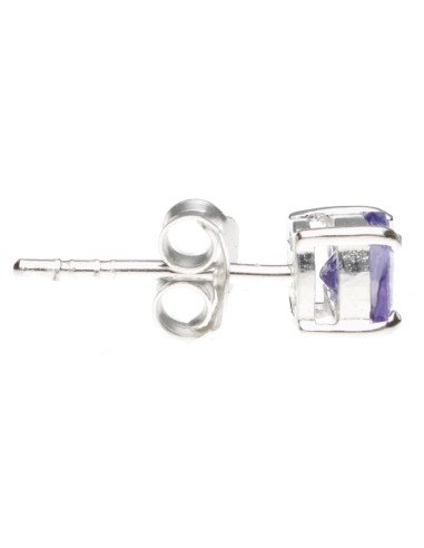 Tanzanite Button Earrings in Sterling...