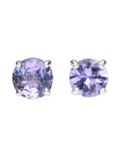 Tanzanite Button Earrings in Sterling...