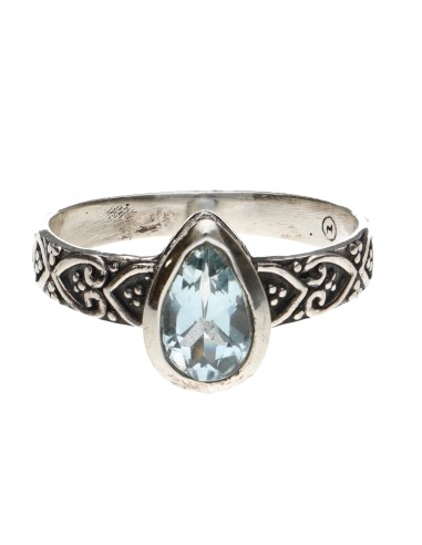 Anello bohemien con topazio blu in...