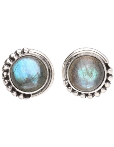 Labradorite Button Earrings in 925...