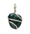 Bloodstone Pendant with Spiral in Silver Plating