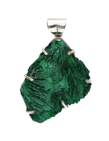 Fibrous Malachite Pendant in 925...