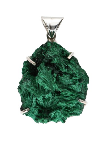 Fibrous Malachite Pendant in 925...