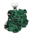 Fibrous Malachite Pendant in 925 Sterling Silver (41V)