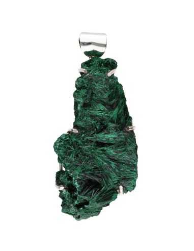 Colgante of Fibrous Malachite in 925...