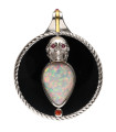 Colgante de Crâne avec Opale en Argent Sterling 925 et Or