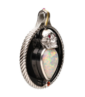 Colgante de Skull with Opal in 925 Sterling Silver and Gold