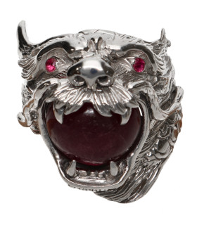 Anillo Dragon avec Rubí en Plata de Ley 925