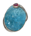 Anillo of Aquamarine with Pink Tourmaline in Sterling Silver 925 (10W)
