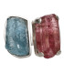 Anello di Acquamarina con Tormalina Rosa in Argento Sterling 925 (12W)