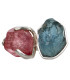 Anillo d’Aguamarina avec Tourmaline Rose en Argent Sterling 925 (13W)