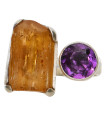 Anillo de Topacio Imperial avec Améthyste en Argent Sterling 925 (17W)