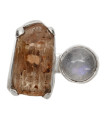 Anillo de Topacio Imperial avec Pierre de Lune en Argent Sterling 925 (18W)