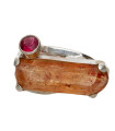 Anello di Topazio Imperiale con Tormalina in Argento Sterling 925 (19W)