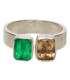 Anillo de Topacio Imperial con Esmeralda en Plata de Ley 925 (23W)