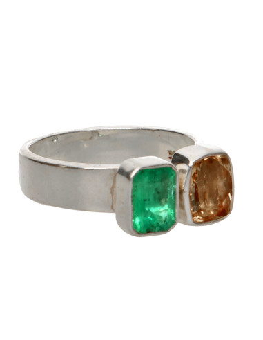 Imperial Topaz Ring with Emerald in...