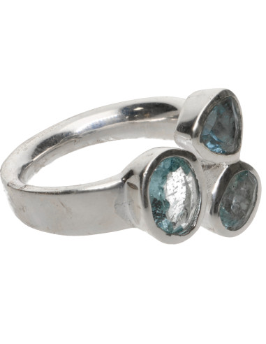 Anillo d'Aguamarina en Plata de Ley...