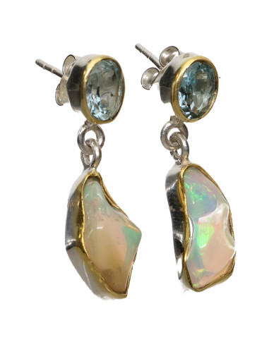 Pendientes de Ópalo y Topacio Azul en...