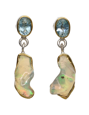 Pendientes de Ópalo y Topacio Azul en...
