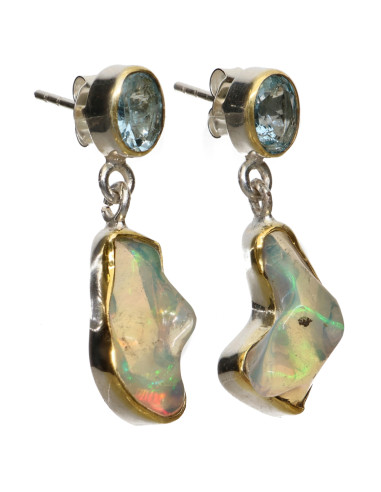 Pendientes de Ópalo y Topacio Azul en...