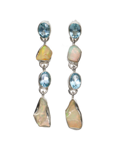 Pendientes de Ópalo y Topacio Azul en...