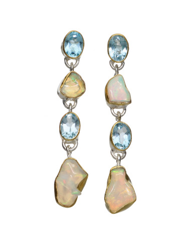 Pendientes de Ópalo y Topacio Azul en...
