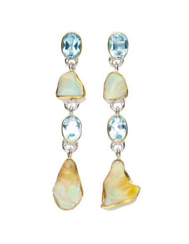 Pendientes de Ópalo y Topacio Azul en...