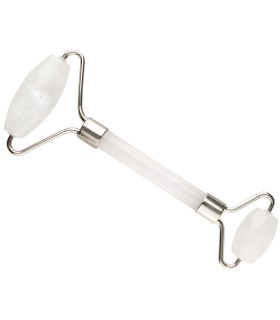 Masajador de Quartzo Branco com Duplo Rolo