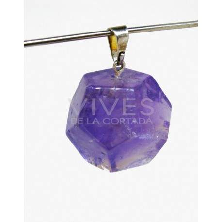 Pendant Amethyst Dodecahedron - Silver Plated