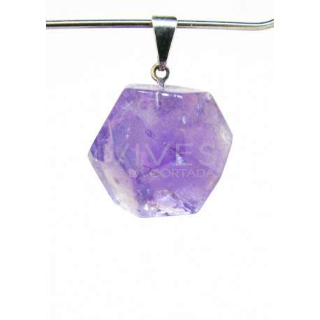 Pendentif Dodécaèdre en améthyste - Plaqué argent
